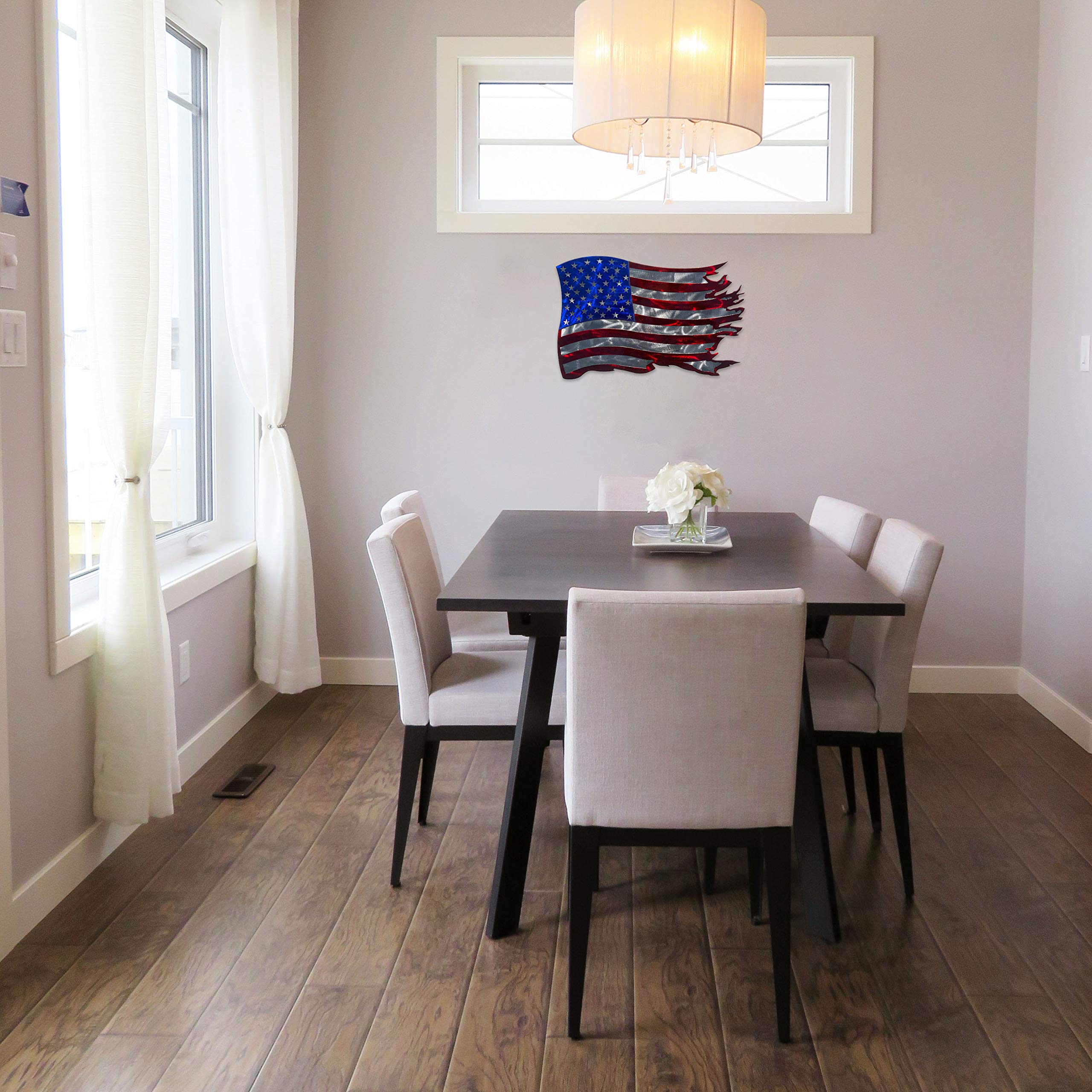 American Flag Metal Wall Decor - Patriotic Home & Office Art - Perfect for Living Room, Bedroom, or Outdoor Spaces