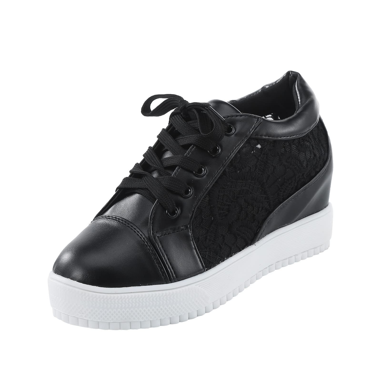 Women's Comfortable Sneakers with Buttery Soft Wedge Heel - Flock Running Shoes for Casual Wear, Slip-On Platform Shoes | Perfect for Walking, Running & Everyday Fashion