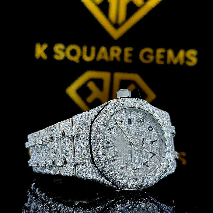 Luxury Moissanite Iced Out Watch for Men - Swiss Automatic Movement - Perfect for Formal Events, Parties & Special Occasions