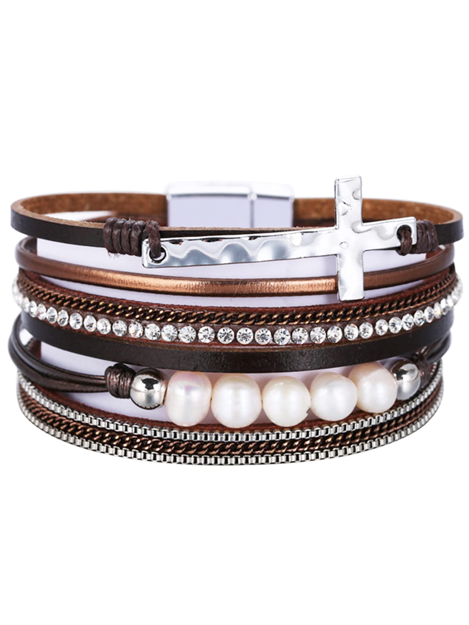 Trendy Blue Leather Wrap Bracelet for Women - Stackable Western Cuff Bracelet with Multi-Layer Design | Perfect for Boho Fashion, Casual Outfits & Layered Jewelry Looks