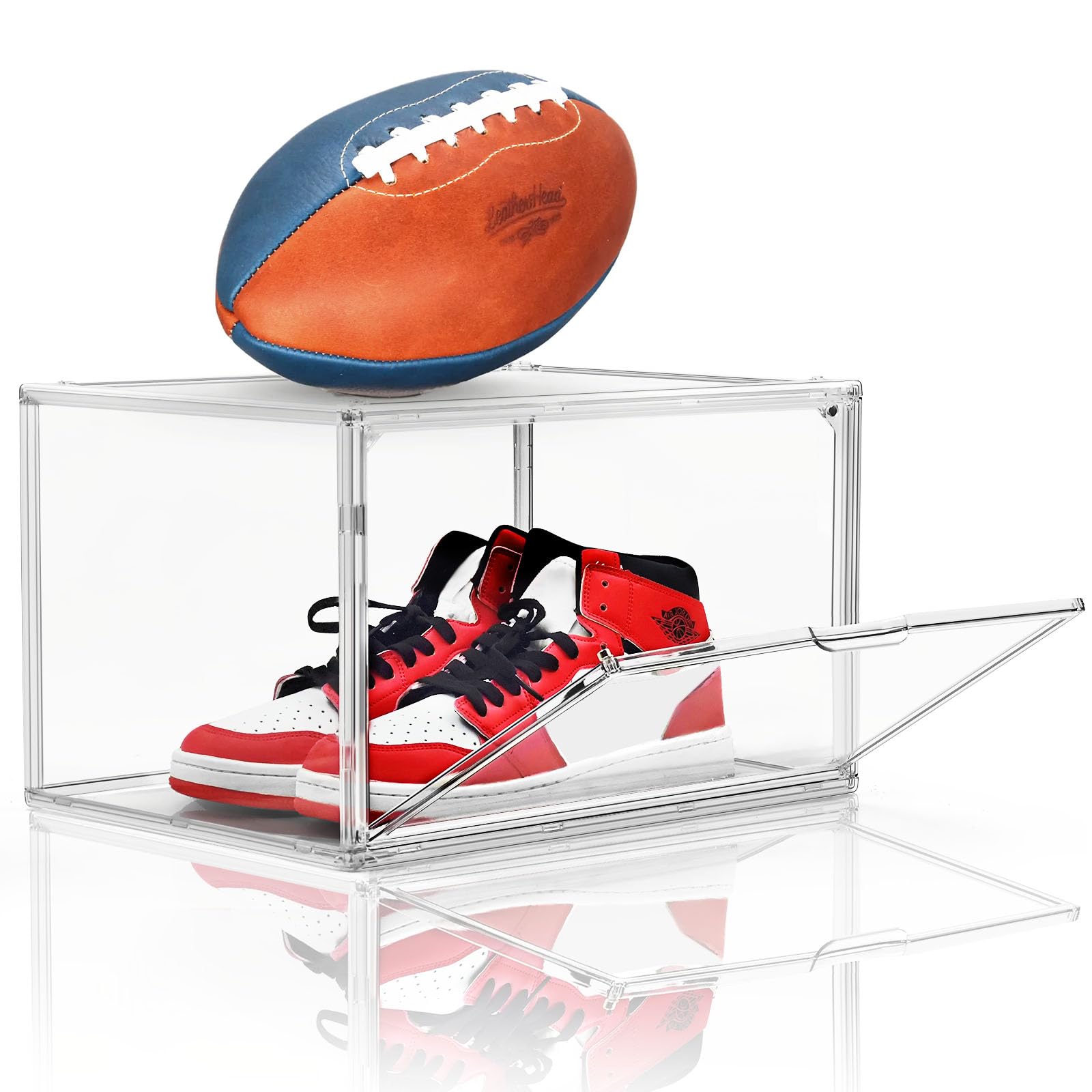 Clear Acrylic Shoe Storage Box with Magnetic Door - Stackable Sneaker Display Case for Closet Organization (Size 15) | Perfect for Shoe Collectors, Sneaker Display & Closet Storage Solutions