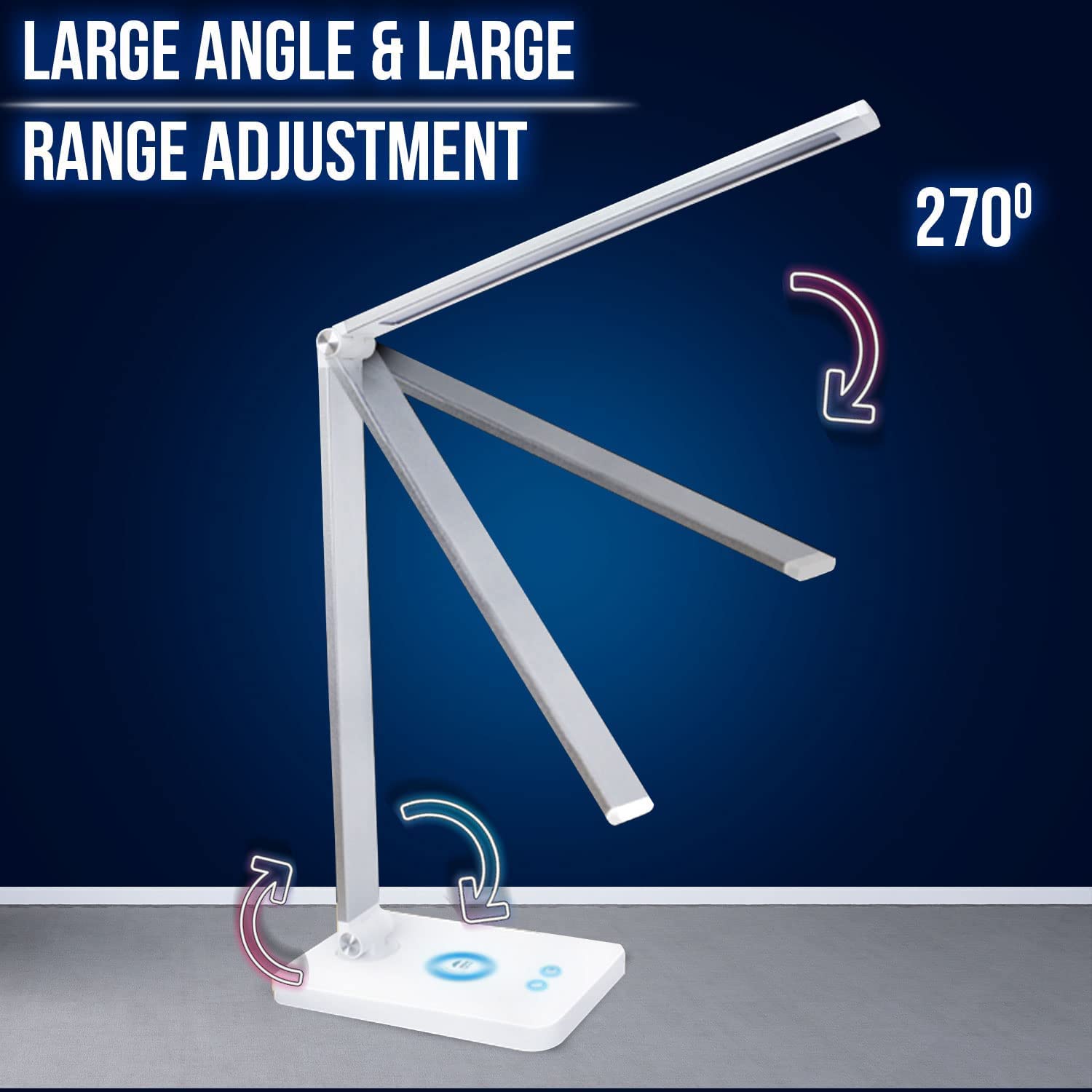 Himalayan Glow WBM Smart LED Desk Lamp - Eye-Caring Adjustable Table Light with USB Charging Port for Home Office, Study & Reading | Dimmable Task Lighting for Workstations, Bedside & Nightstand Use