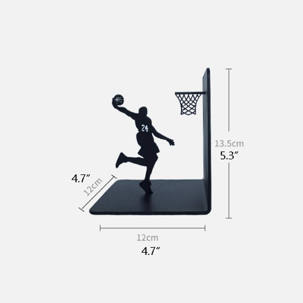Basketball Metal Bookends - Creative Book Holder Stand for Students & Boys - Perfect Birthday Gift & Books Support (Black, Size A) - Ideal for Home, Office & Dorm Room Organization