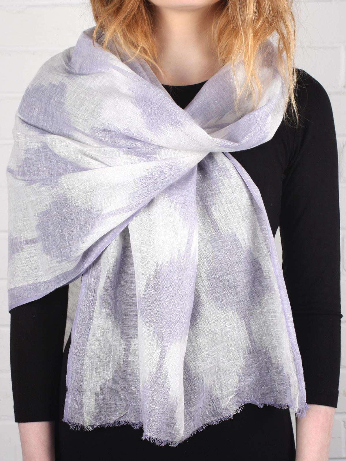 Lilac Diamond Ikat Scarf - Elegant Floral Print Silk Wrap for Women - Perfect for Weddings, Parties & Special Occasions