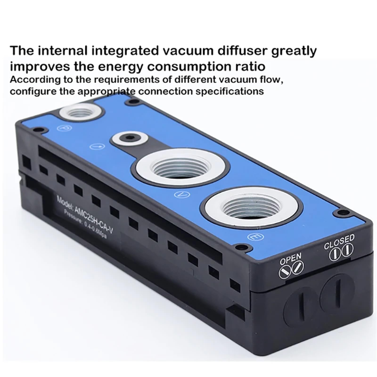 High-Suction AMC100H-CA Multistage Pneumatic Vacuum Pump - Large Flow Negative Pressure Generator for Industrial Automation, Packaging & CNC Applications (AMC25/50/75/100/125/150 Series)
