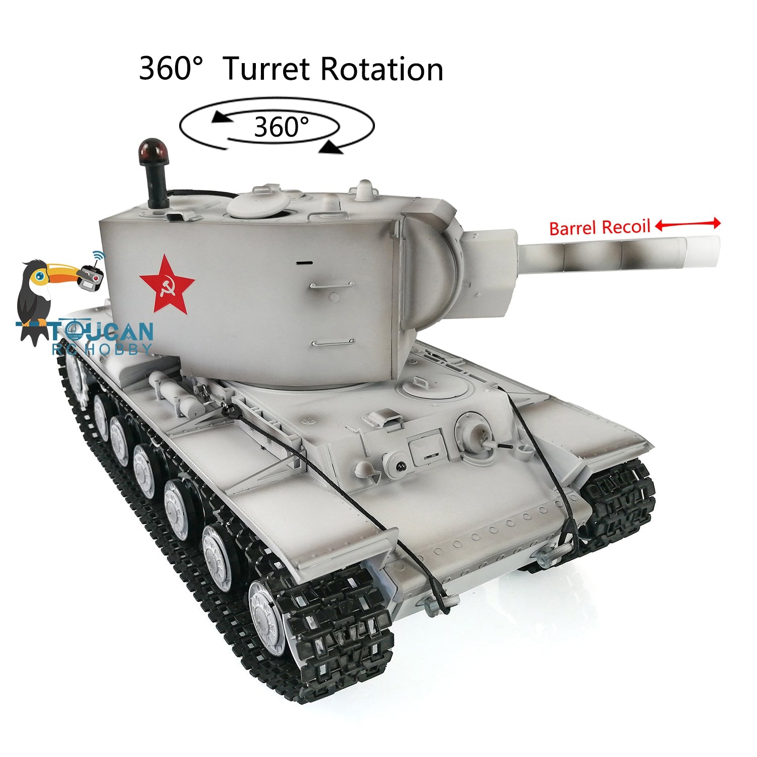 Henglong 1/16 Scale 7.0 Upgraded Remote Control Tank - Soviet KV-2 RTR 3949 with 360° Rotating Turret | Heavy Military RC Truck for Collectors & Battle Simulation