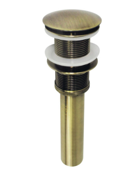 Brass Push Pop Up Drain - Bathroom Sink Drain Stopper with Overflow, Easy Install for Bathroom Vanity, Kitchen Sink & Shower Drain Replacement (Use for Home, Hotel, Apartment Renovation)