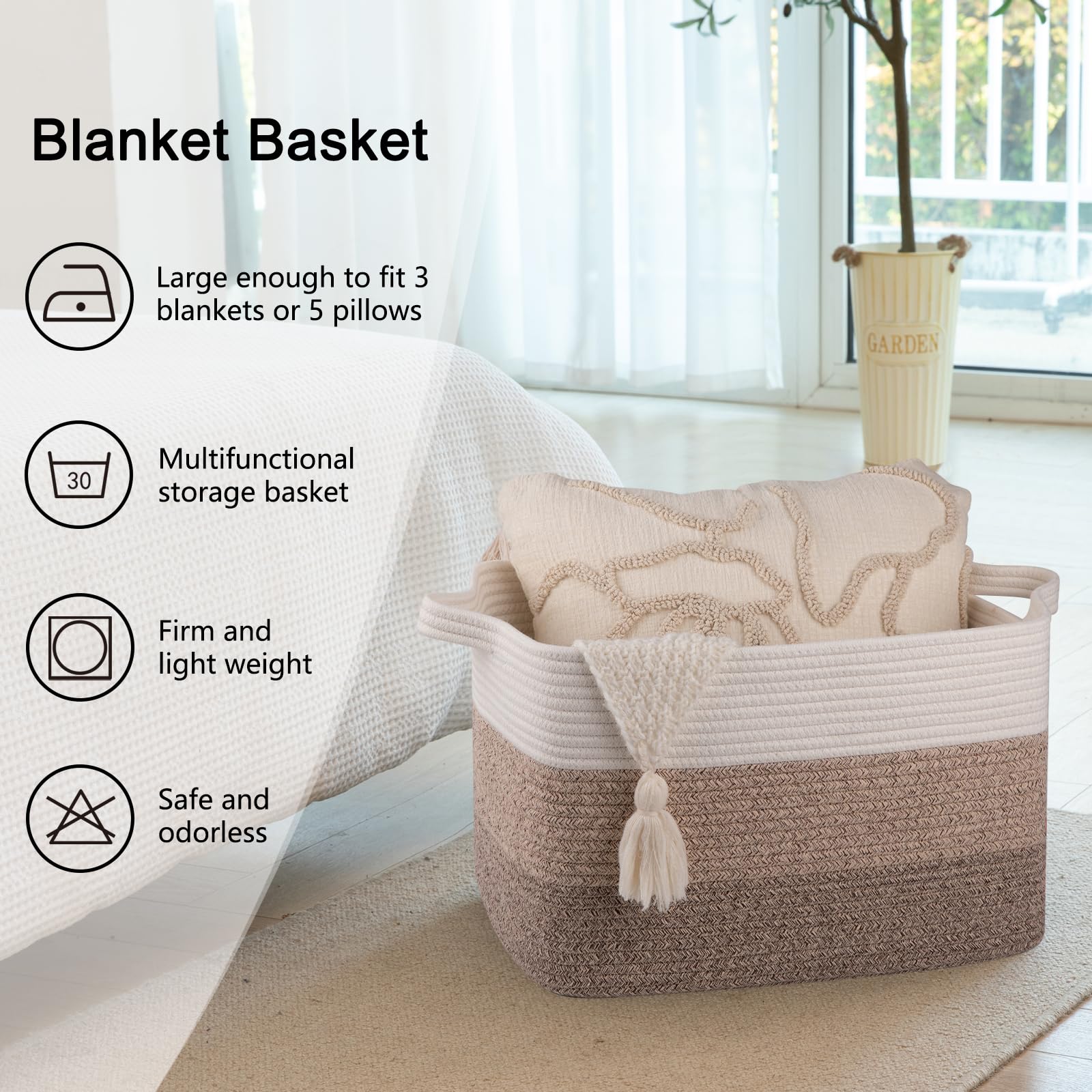 OIAHOMY Cotton Rope Storage Basket - 17.7