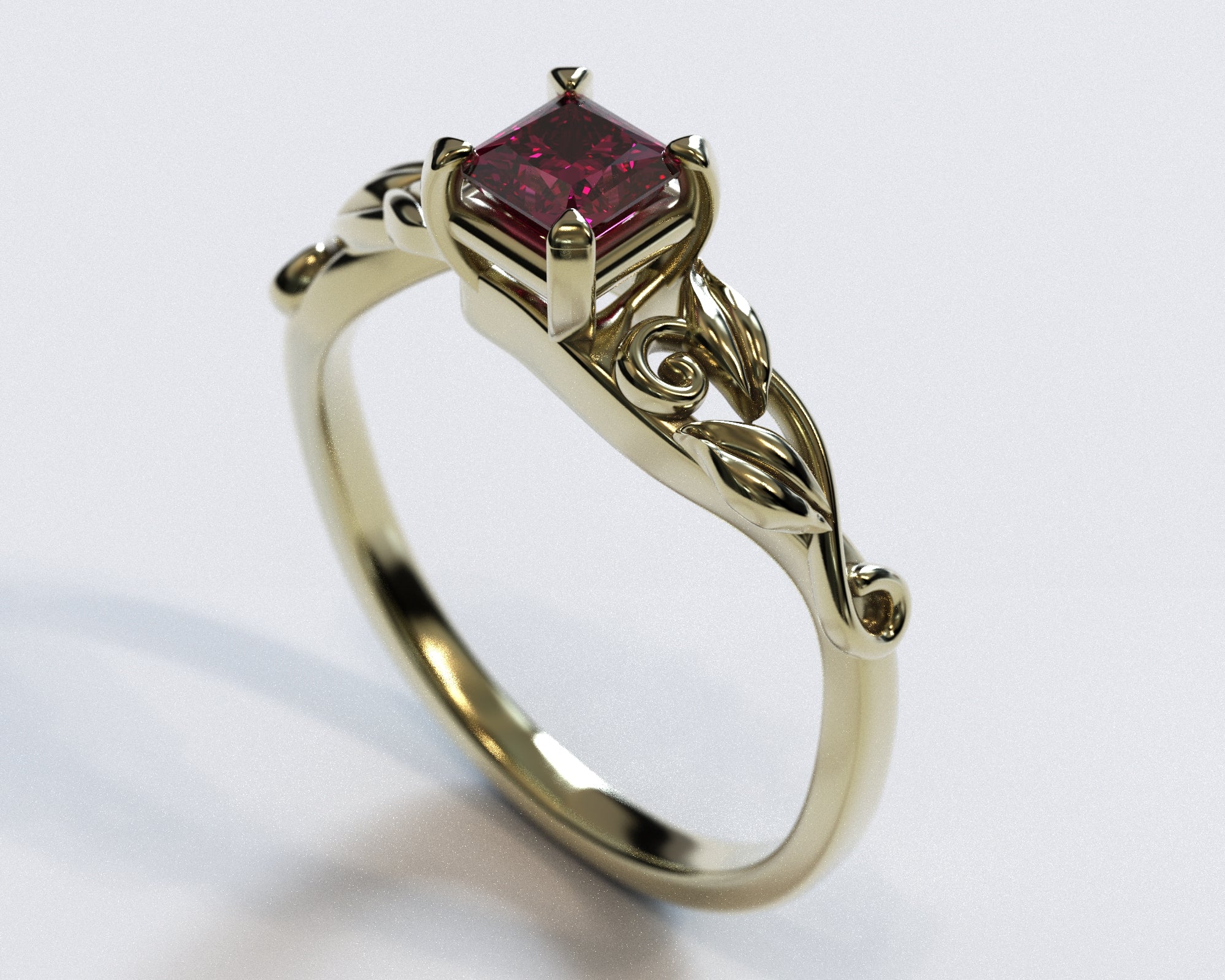 Exquisite Princess Cut Ruby Engagement Ring - 14K Gold Solitaire Ring for Women - Perfect for Proposals, Anniversaries & Romantic Occasions