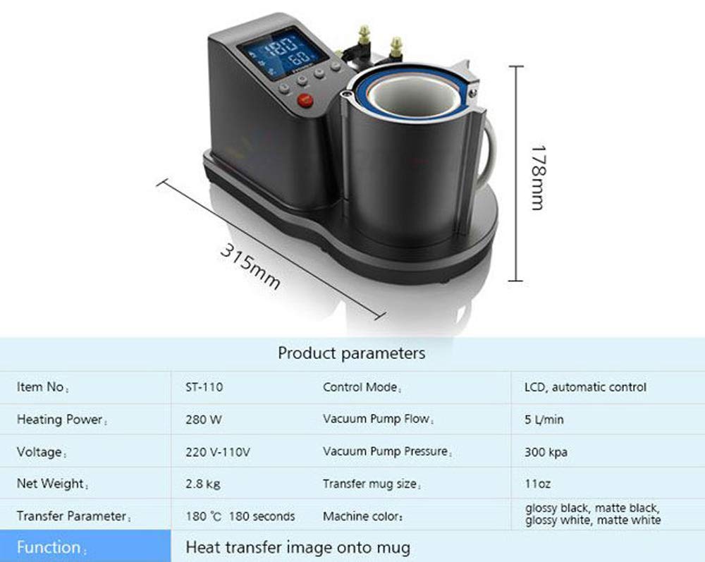 INTSUPERMAI Pneumatic Heat Press Machine for Sublimation Mugs - DIY Image Transfer for Custom Tumbler & Coffee Cup Designs | Perfect for Small Business & Home Crafting