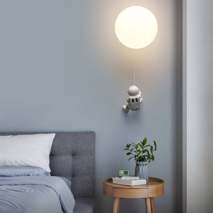 NASA Astronaut on Moon Wall Lamp - LED Night Light for Kids Room, Bedroom & Nursery - Space-Themed Decor for Boys & Girls