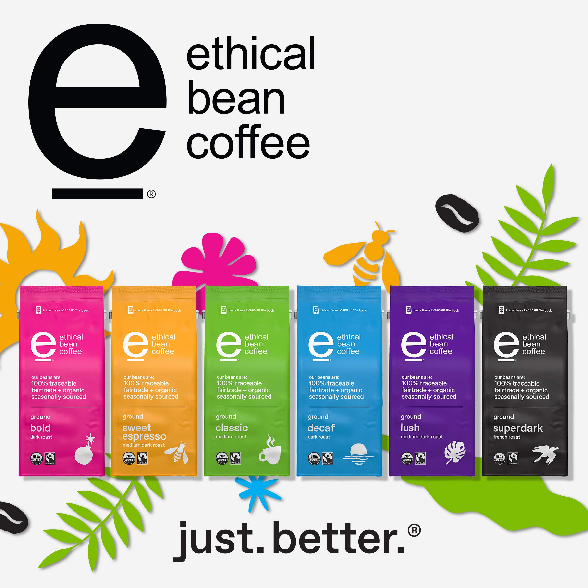 Fairtrade Organic Arabica Coffee - Sweet Espresso Medium Dark Roast for Home & Office Brewing