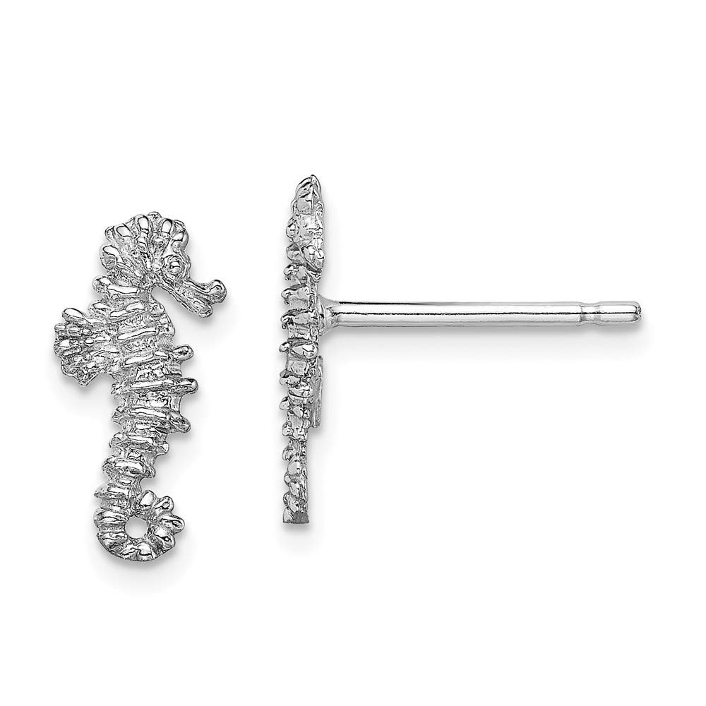 14K White Gold Mini Seahorse Post Earrings - Elegant & Dainty Jewelry for Women | Perfect for Everyday Wear, Gifts & Special Occasions