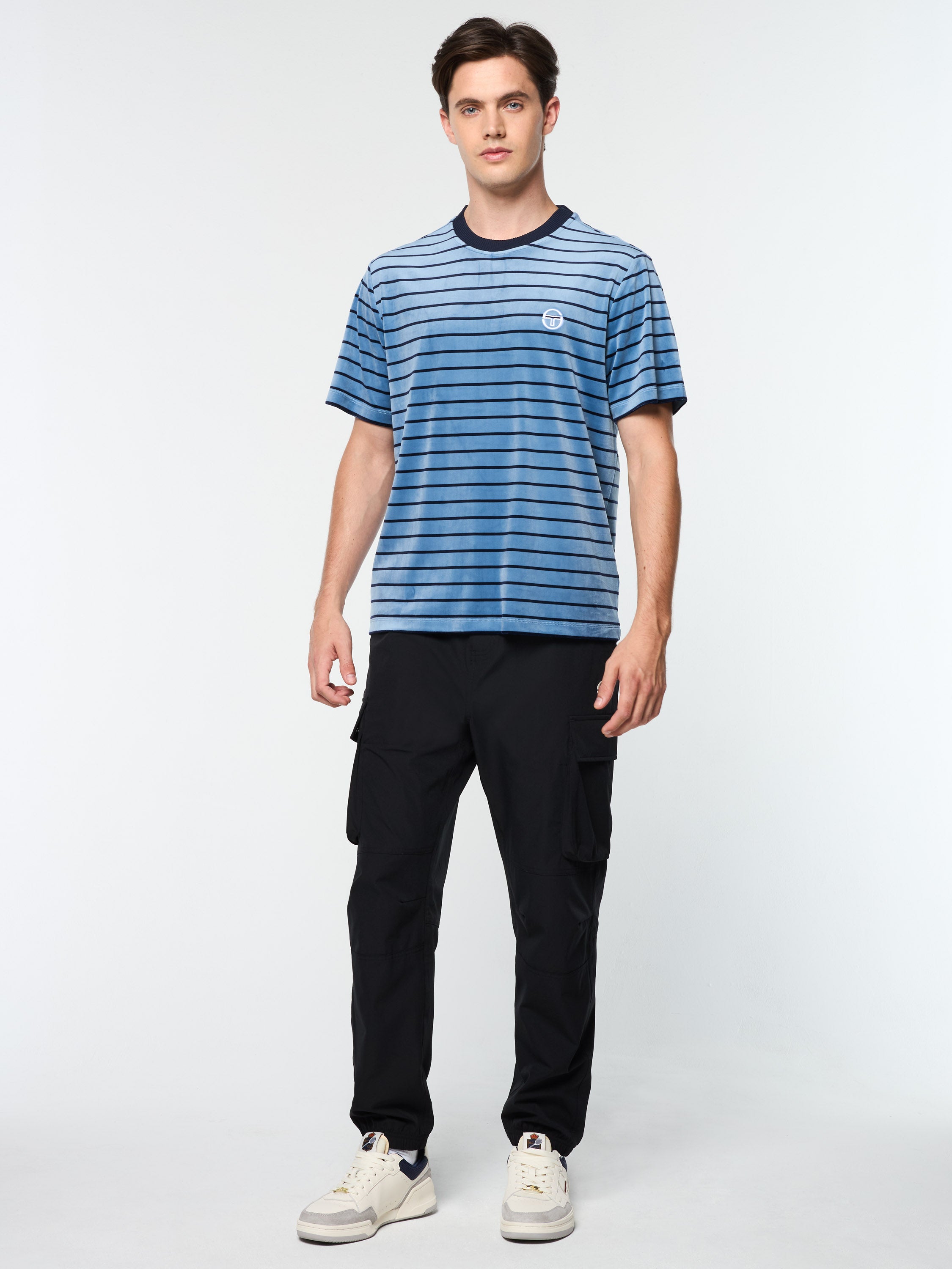 Premium Foggia Velour T-Shirt for Men - Soft Coronet Blue Cotton Blend Tee - Casual Wear, Lounge & Everyday Comfort