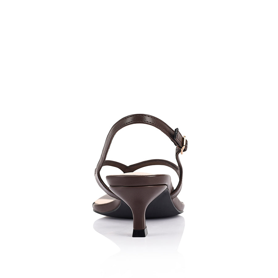Marnie Kitten Heel Sandals for Women - Comfortable Low Block Heel Dress Shoes in Chocolate Brown - Perfect for Weddings, Office & Summer Outfits