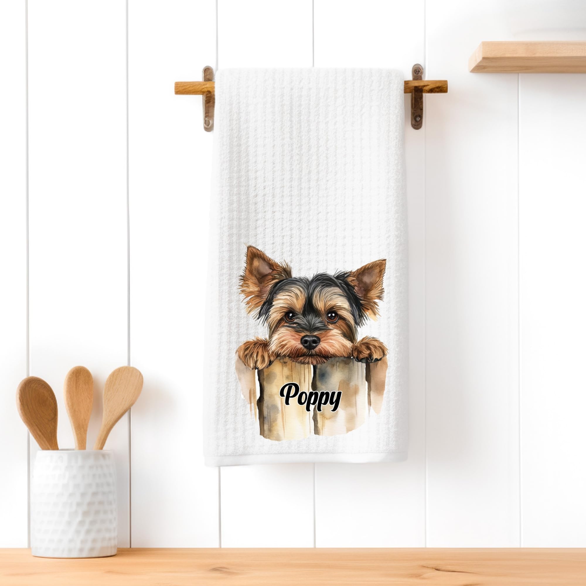 Personalized Yorkie Dog Hand Towel - Soft Microfiber Kitchen & Bath Towel Set - Perfect Housewarming, Wedding & Birthday Gift for Women & Mom - 16x24 Inches - Ideal for Kitchen Decor, Bathroom Essentials & Pet Lover Gifts