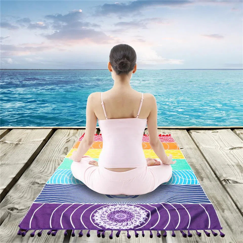 Premium Extra Large Beach Yoga Towel - Non-Slip, Quick Dry, Eco-Friendly for Outdoor Yoga, Pilates & Meditation by the Sea