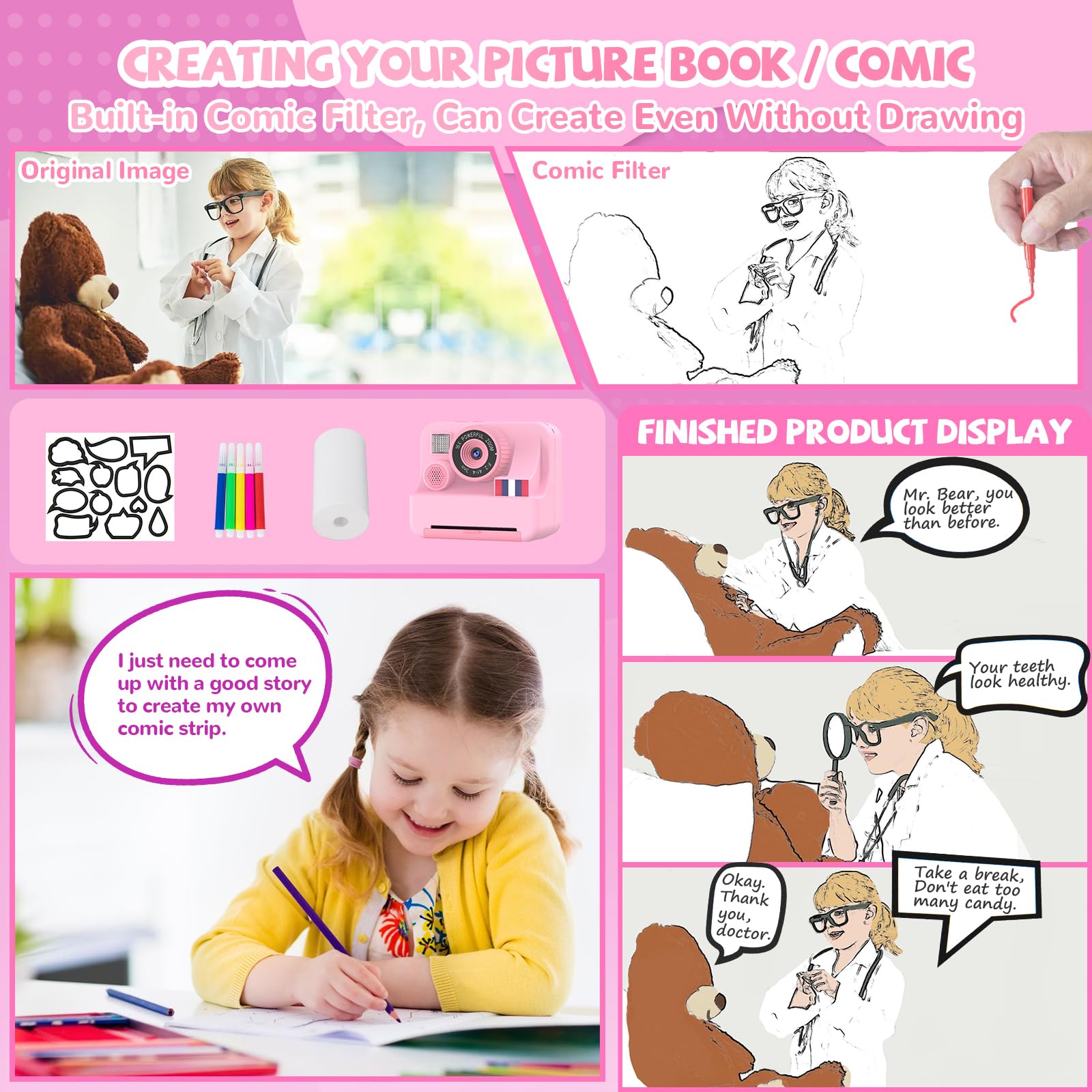 Kids Smart Phone with Camera & Instant Print - Fun Learning Toy for Children | Perfect for Travel, Birthday Gifts & Early Education