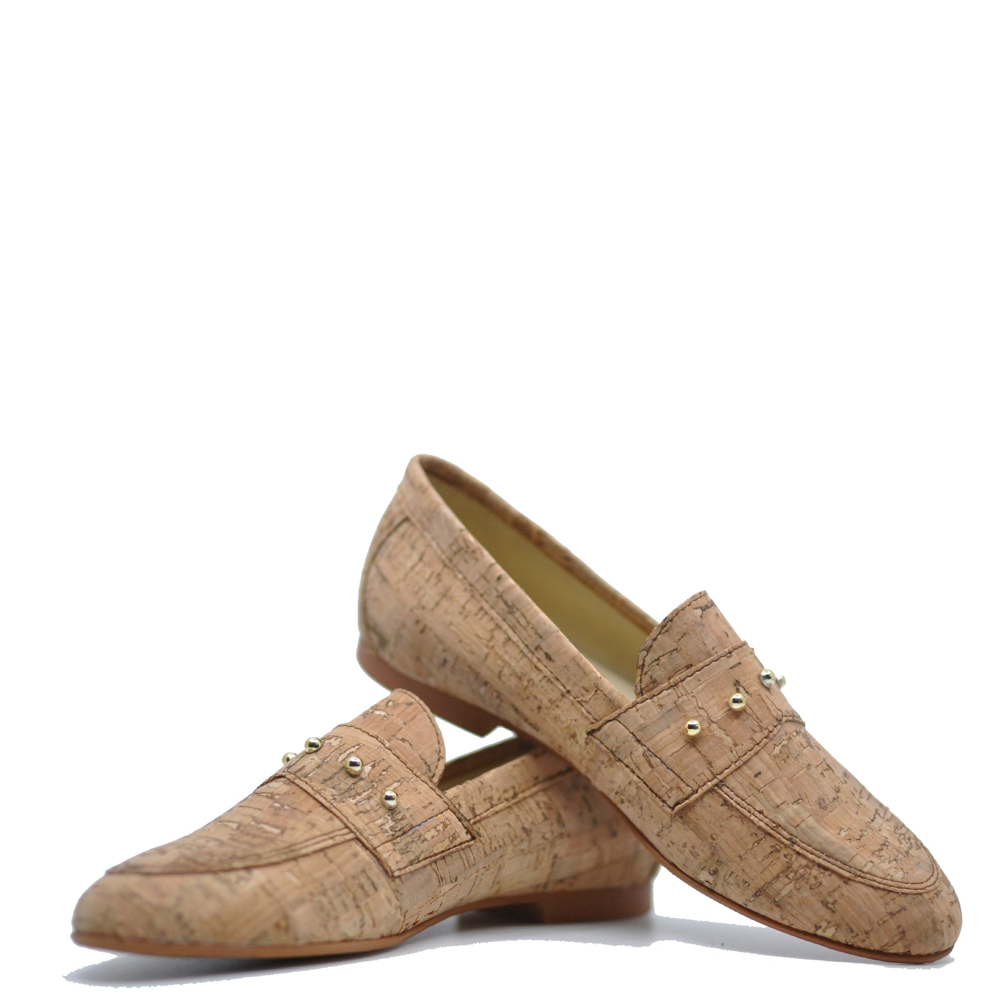 Blublonc Women's Cork Studded Loafers - Comfortable Slip-On Shoes for Casual Wear, Office & Travel