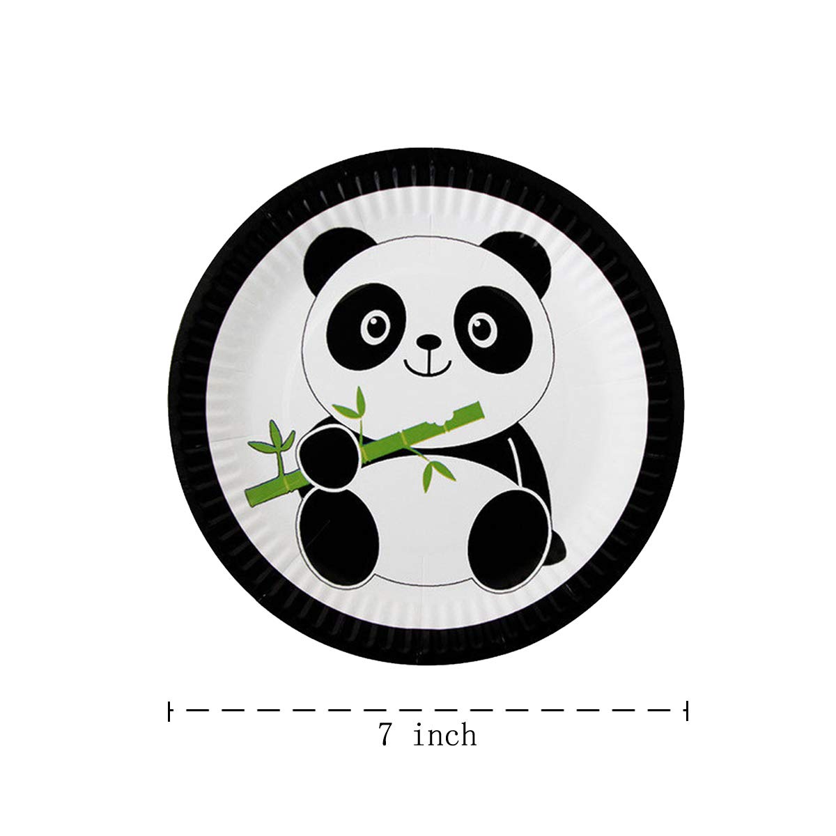 Panda Themed Party Supplies Set - 20 Plates, 20 Napkins & 1 Tablecloth for Birthday, Baby Shower & Kids Celebration Decorations