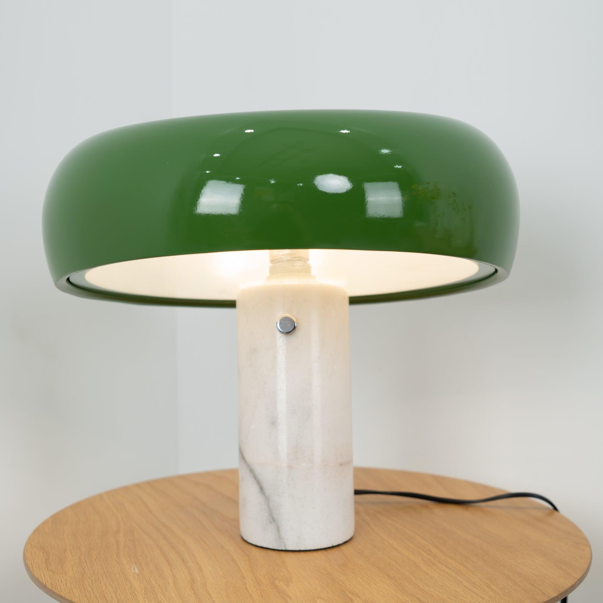 Nucleus Marble Table Lamp - Modern Home Decor Lighting for Bedroom, Living Room & Office - Elegant Nightstand Lamp with Natural Stone Base