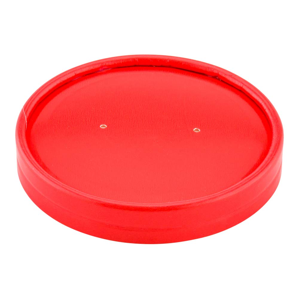 Restaurantware Bio Tek Vented Lids - 25 Pack for 8oz & 12oz Paper Soup Containers | Microwave Safe Red Lids for Hot & Cold Foods | Perfect for Takeout, Catering & Food Service