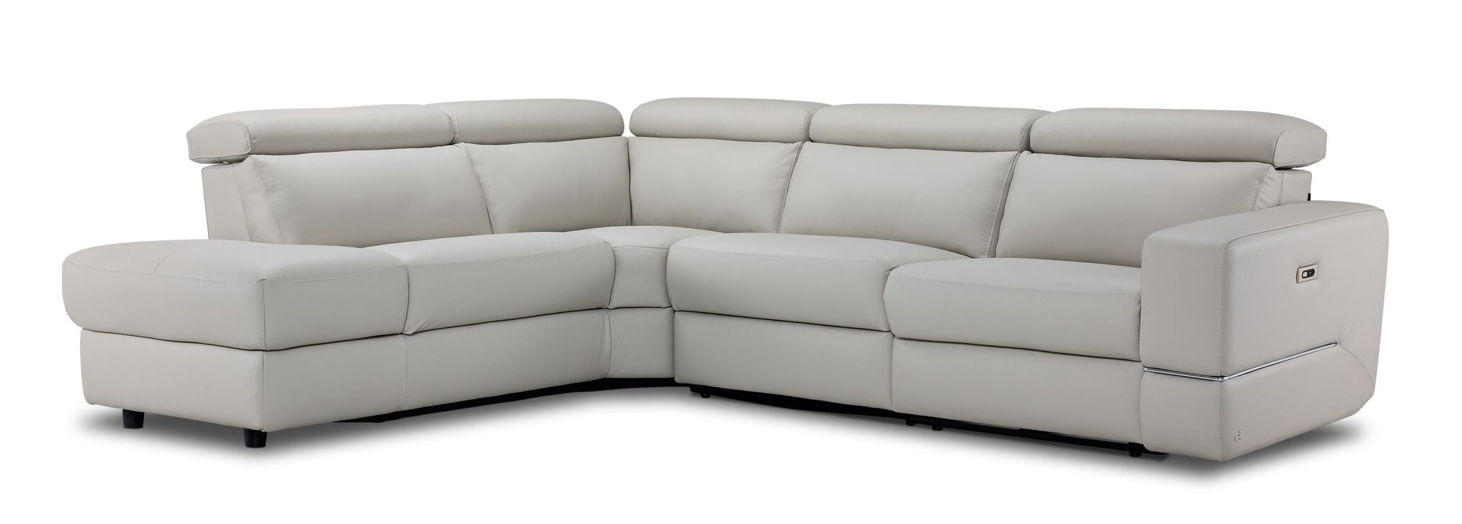 Bianca 3-Piece Power Reclining Sectional Sofa with Left-Facing Chaise in Light Gray Fabric - Perfect for Living Room, Home Theater & Family Gatherings