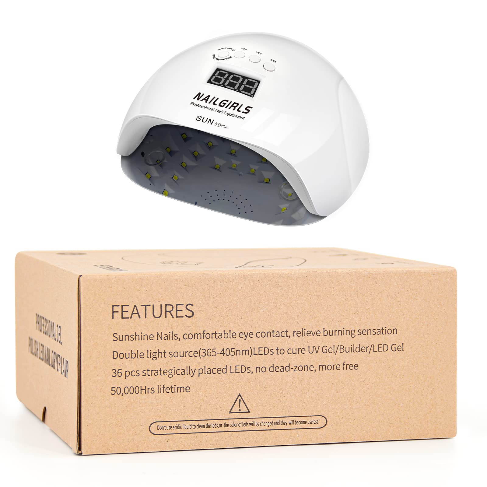 NAILGIRLS Professional 150W UV LED Nail Lamp with Auto Sensor - 4 Timer Settings, Detachable Base for Gel Polish Drying - Perfect for Home & Salon Manicures, Nail Art Designs & DIY Gel Nail Care