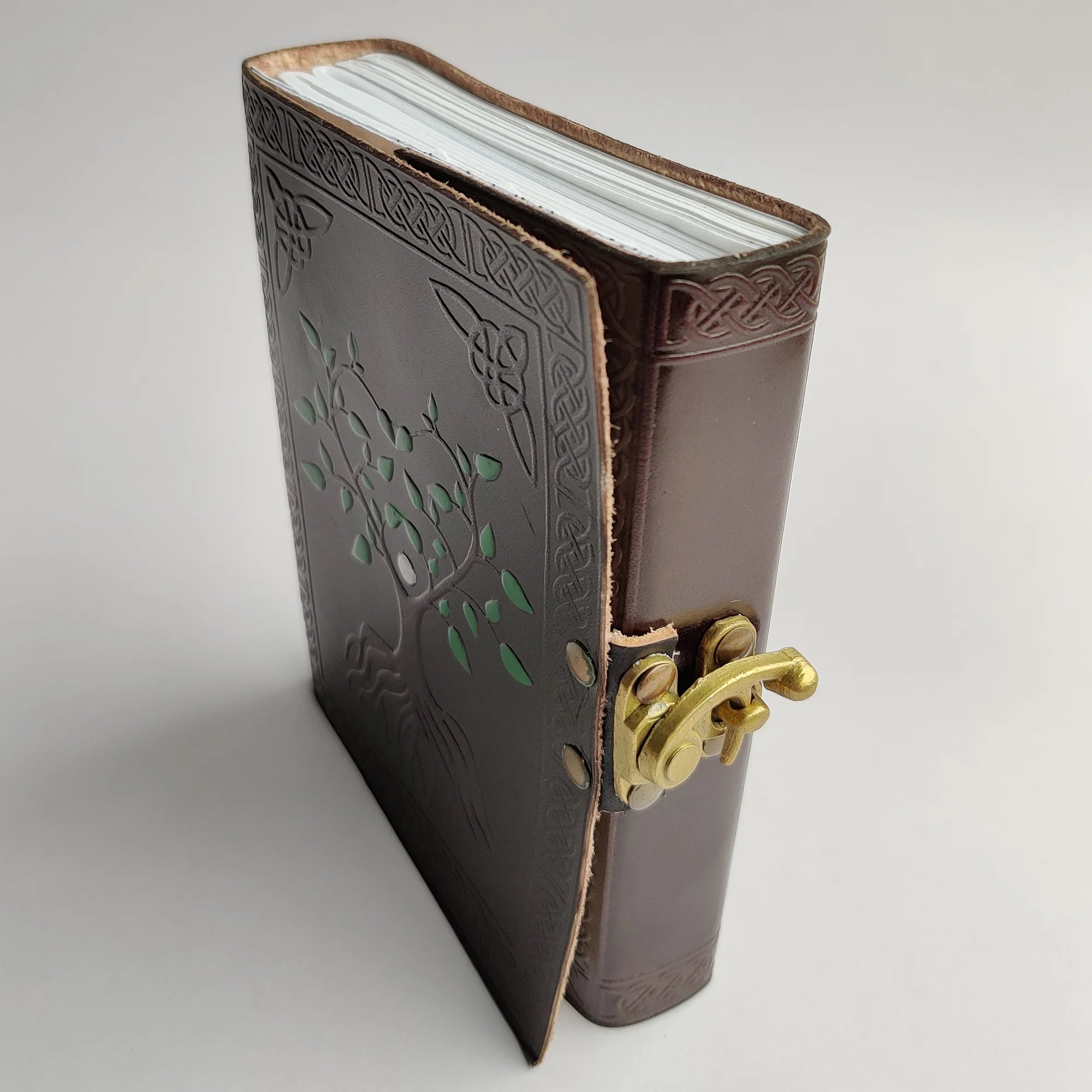 Hand Painted Sacred Tree of Life Leather Journal - Spiritual Diary & Travel Notebook for Meditation, Yoga, and Gift Giving