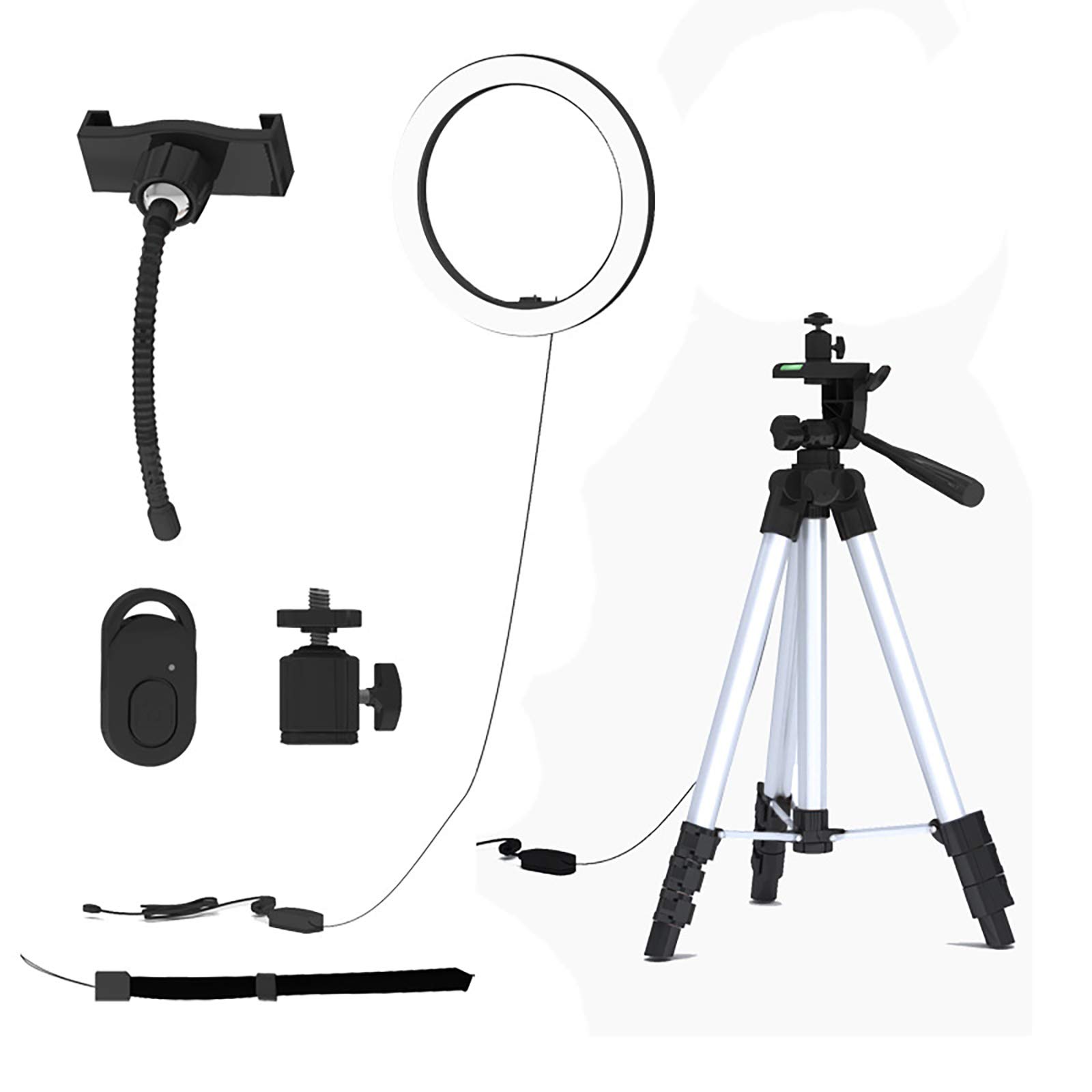 10-inch Ring Light with 50-inch Extendable Tripod Stand - Professional Circle Lighting Kit with Adjustable Phone Holder for Live Streaming, Makeup Tutorials & YouTube Videos - Compatible with iPhone & Android Devices - Perfect for Home Studio, Vlogging & Content Creation