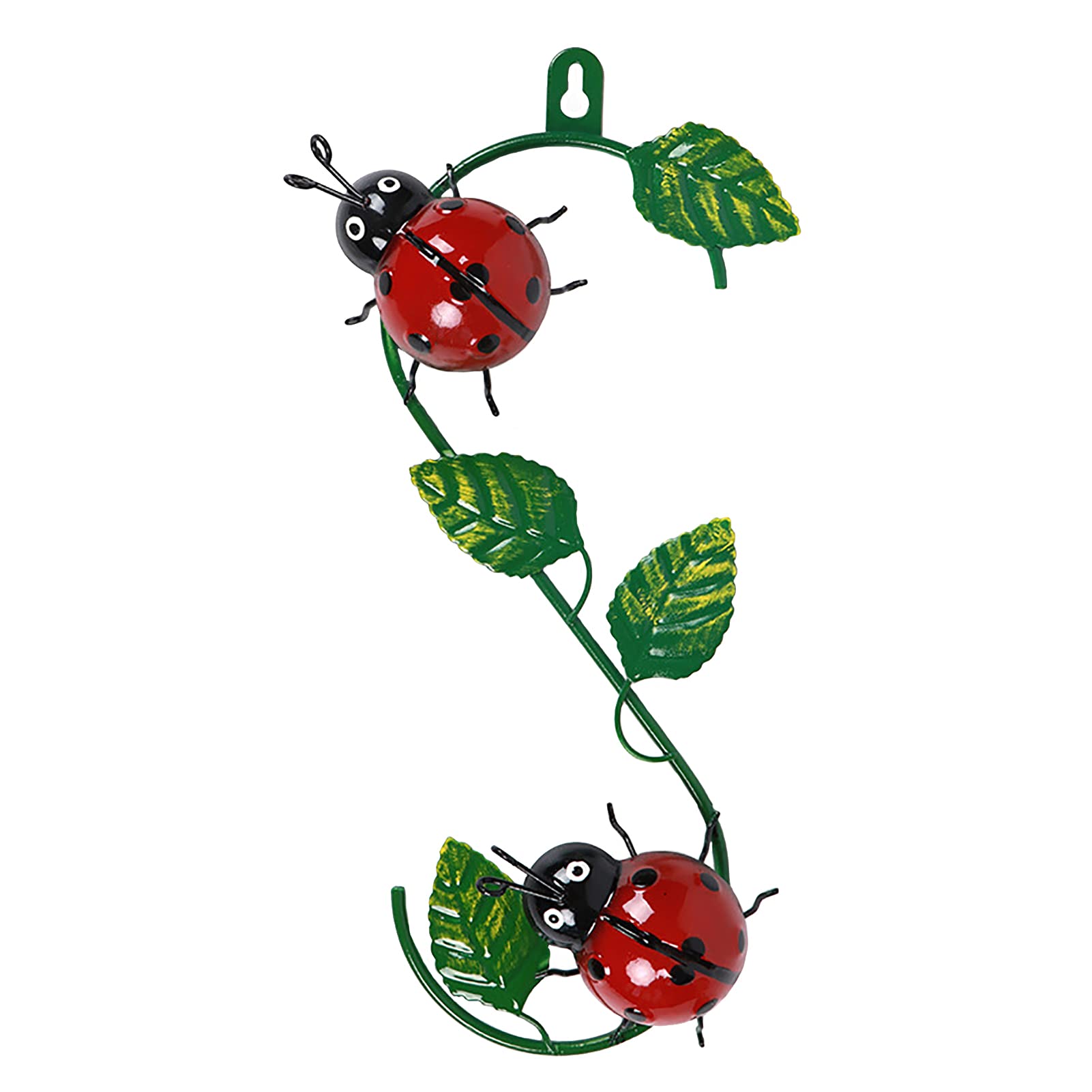 Premium Metal Beetle Wall Art - Handcrafted Ladybug with Leaves Wall Decor, Rustic Indoor Outdoor Wall Hanging Ornament for Home, Garden, Patio & Office Decorations