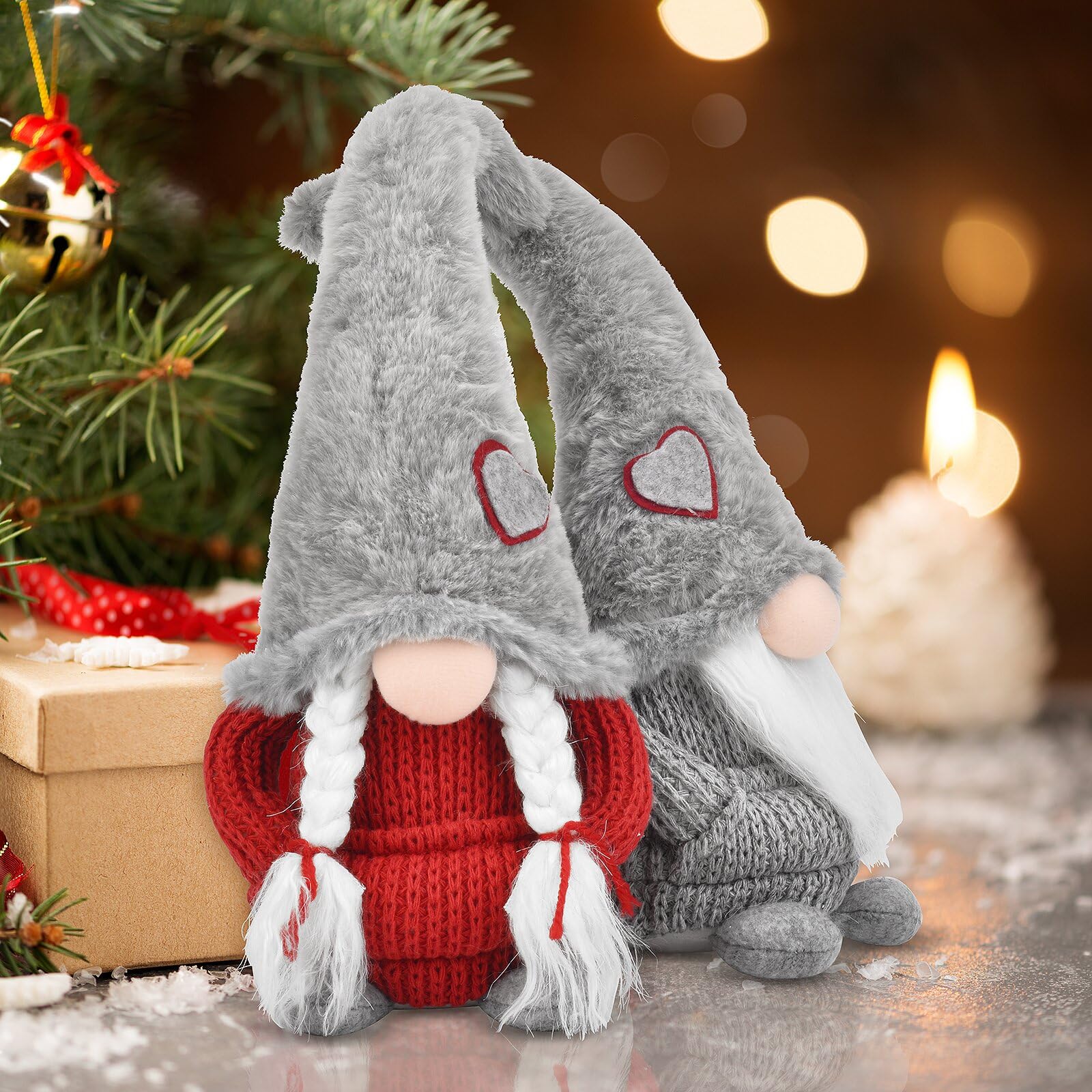 Handmade Pair of Gnome Gonk Dolls - Cute Tomte Dwarf House Decor for Christmas, Valentine's Day, Easter - Perfect Gift for Home, Garden, and Holiday Decorations