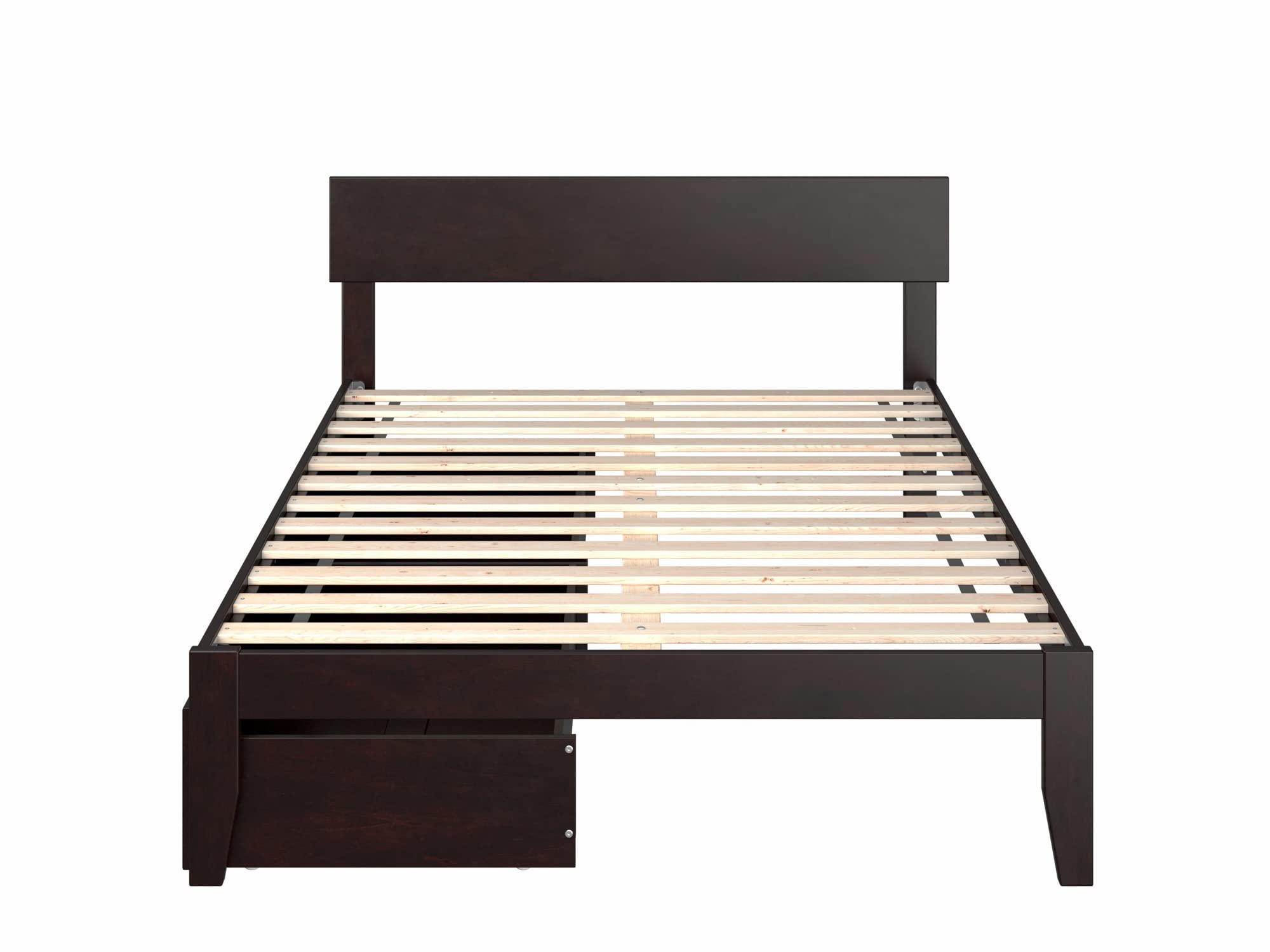 AFI Boston Full Size Platform Bed with Storage Drawers in Espresso - Modern Wooden Bed Frame with Underbed Storage for Small Spaces - Perfect for Apartments, Dorms & Guest Rooms