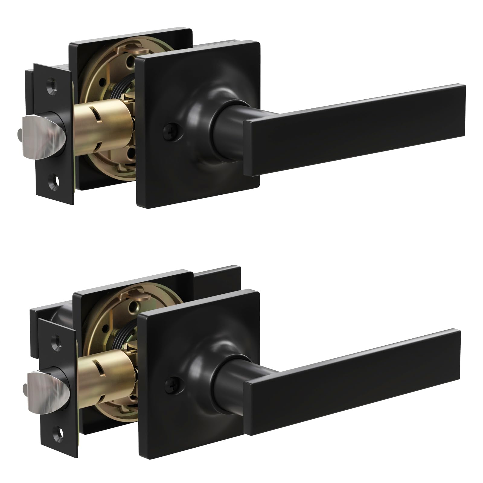 Matte Black Door Handle 2-Pack - Heavy Duty Interior Levers for Closet & Hallway | Reversible for Left/Right Doors