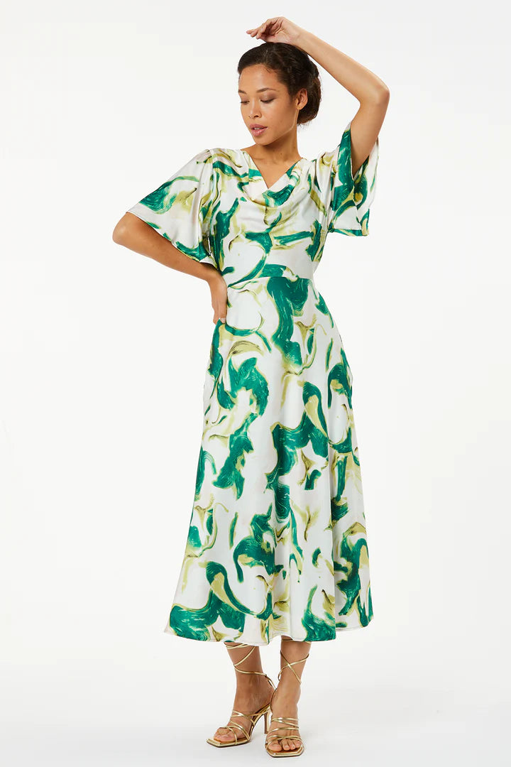 Elegant Mimi Cowl Neck Maxi Dress in Green - Perfect for Evening Parties, Weddings & Special Occasions