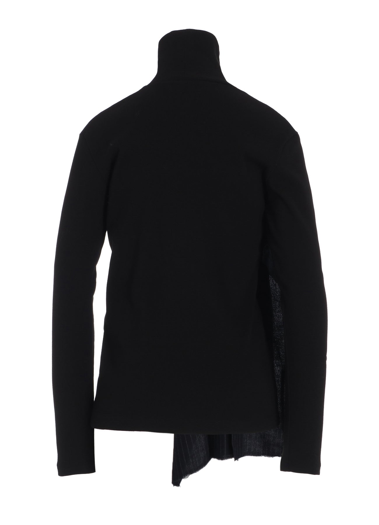Premium Cotton Rib Jersey Long Sleeve High Neck T-Shirt with Pleated Stripes - Women's Fashion Basic Top for Casual Wear & Layering