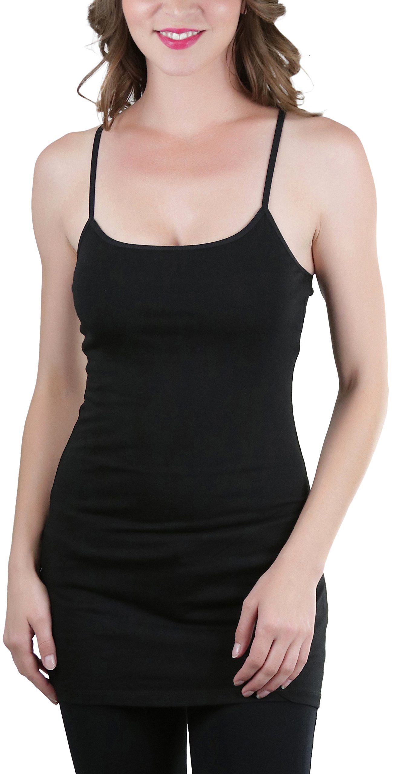 Stylish Women's Adjustable Spaghetti Strap Tunic Cami Top with Built-in Shelf Bra - Perfect for Layering, Casual Wear & Summer Outfits