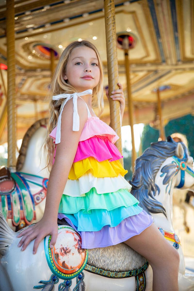 Pastel Ruffle Dress for Women - Flowy Summer Midi Dress with Feminine Ruffles | Perfect for Beach Vacations, Date Nights & Brunch Outings