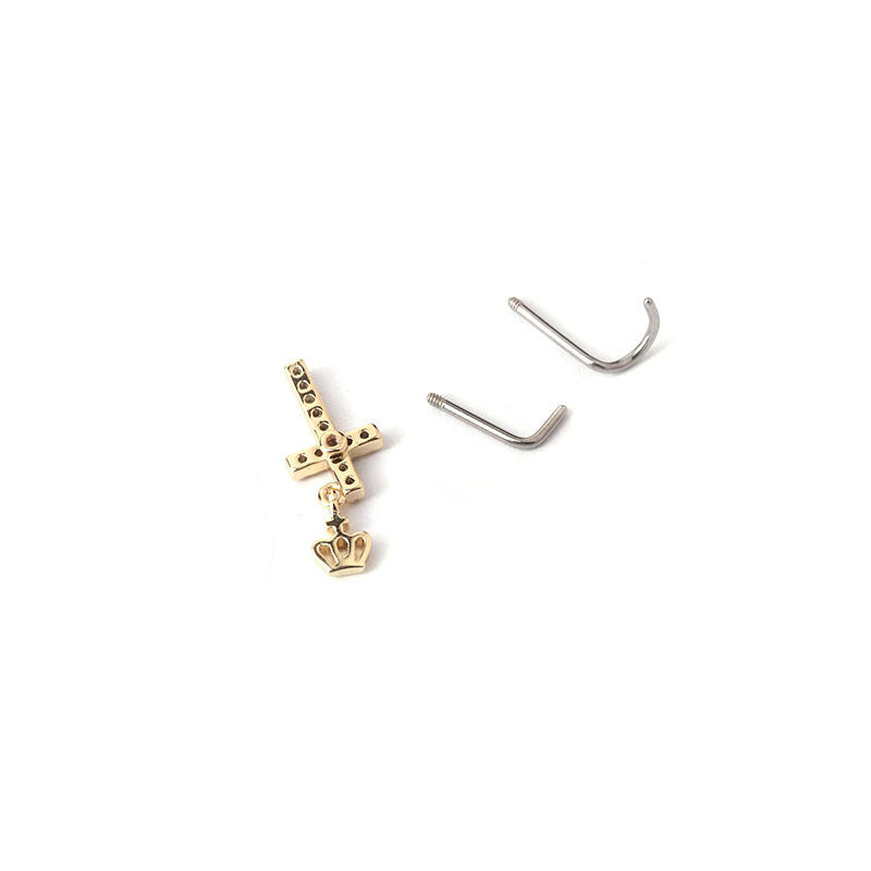 20G Cross Dangle Nose Stud - Hypoallergenic Surgical Steel Nose Ring for Women | Perfect for Everyday Wear, Parties & Special Occasions