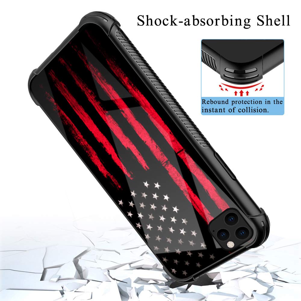 Shockproof iPhone 11 Pro Max Case with Non-Slip TPU Bumper & Reinforced Corners | USA Flag Design Protective Cover for Women | Perfect for Outdoor Activities, Travel & Daily Use