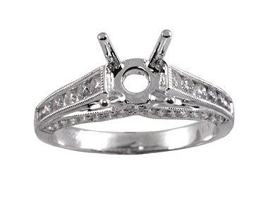 White Gold Engagement Semi-Mount Ring - Elegant Diamond Setting for Wedding & Proposal - Perfect for Bridal Jewelry & Anniversary Gifts