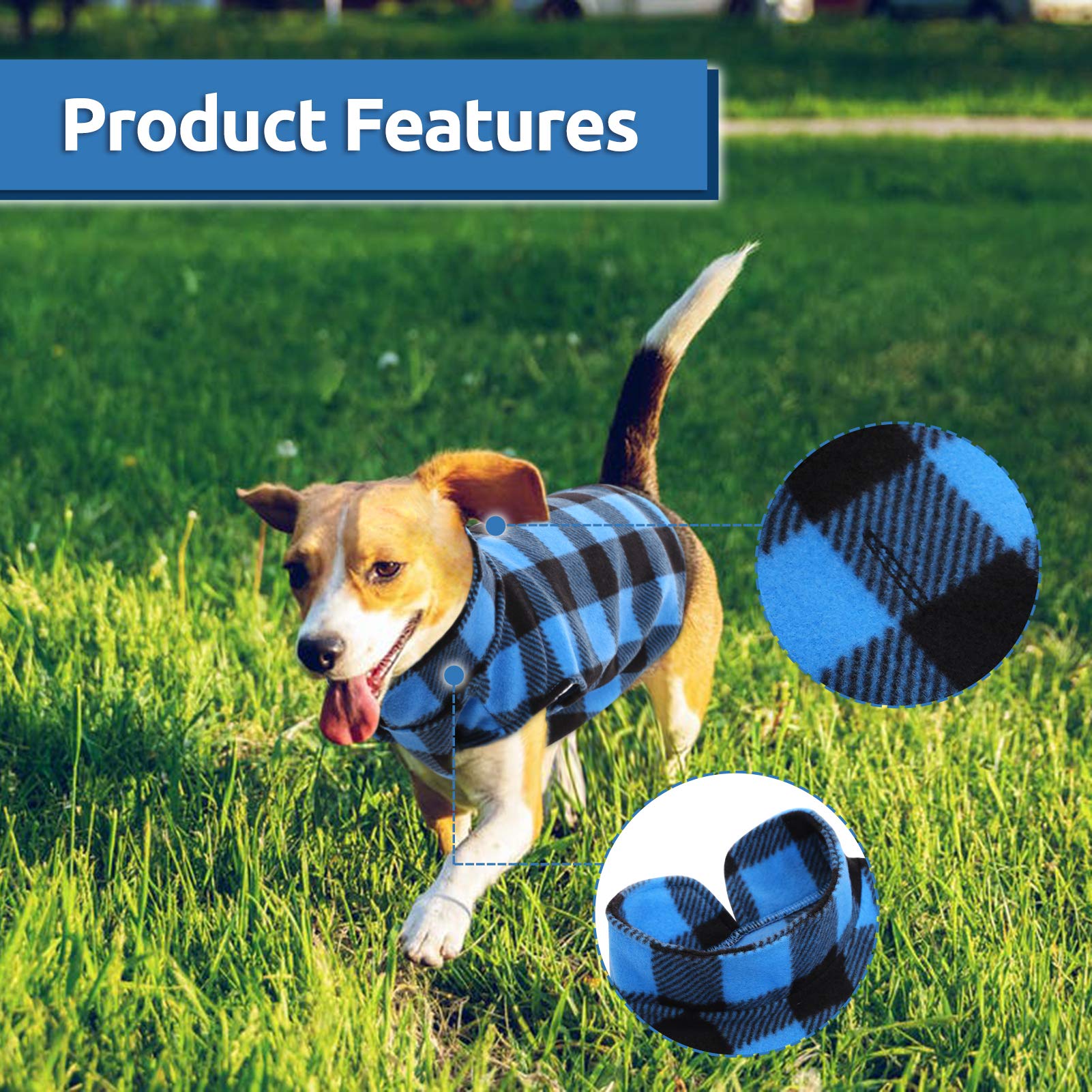 ASENKU Reversible Plaid Dog Shirt & Sweater Vest - Pet Apparel for Small, Medium & Large Dogs - Blue, Size M - Cozy Outfit for Walking, Travel & Outdoor Adventures