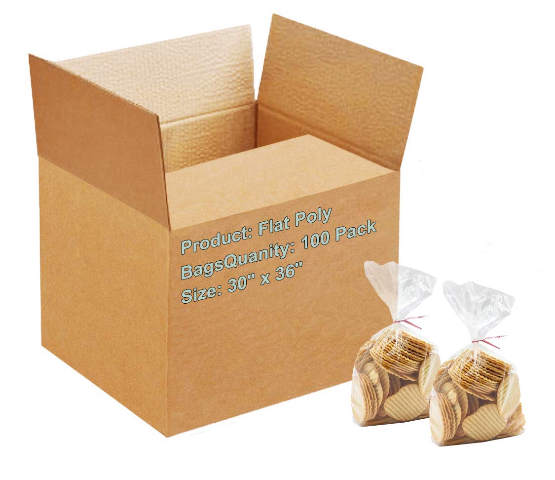 4 Mil Clear Plastic Bags 30x36 Inches - Pack of 100 Tear-Resistant Polyethylene Bakery Bags for Popcorn, Bread & Cookies | Food Packaging, Storage & Retail Display