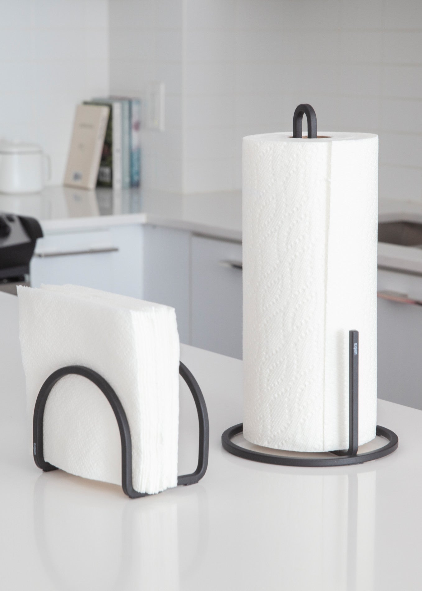 Stainless Steel Squire Paper Towel Holder - Wall Mount or Countertop, Rustproof & Durable for Kitchen, Bathroom, Office - Easy One-Hand Dispensing