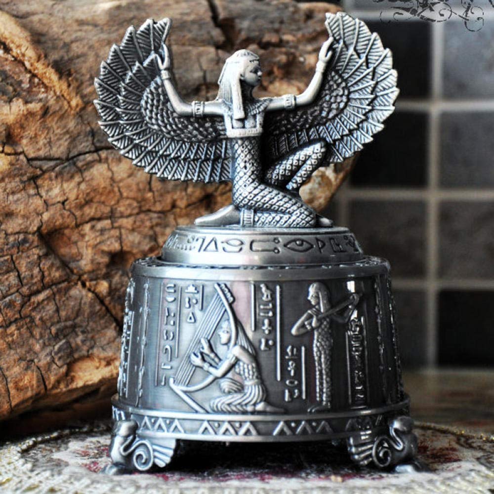 Classical European Isis Goddess Revolving Music Box - Handcrafted Sculpture Bust for Home Decor, Birthday, Valentine's Day, Christmas & New Year Gifts - Perfect for Collectors & Mythology Lovers