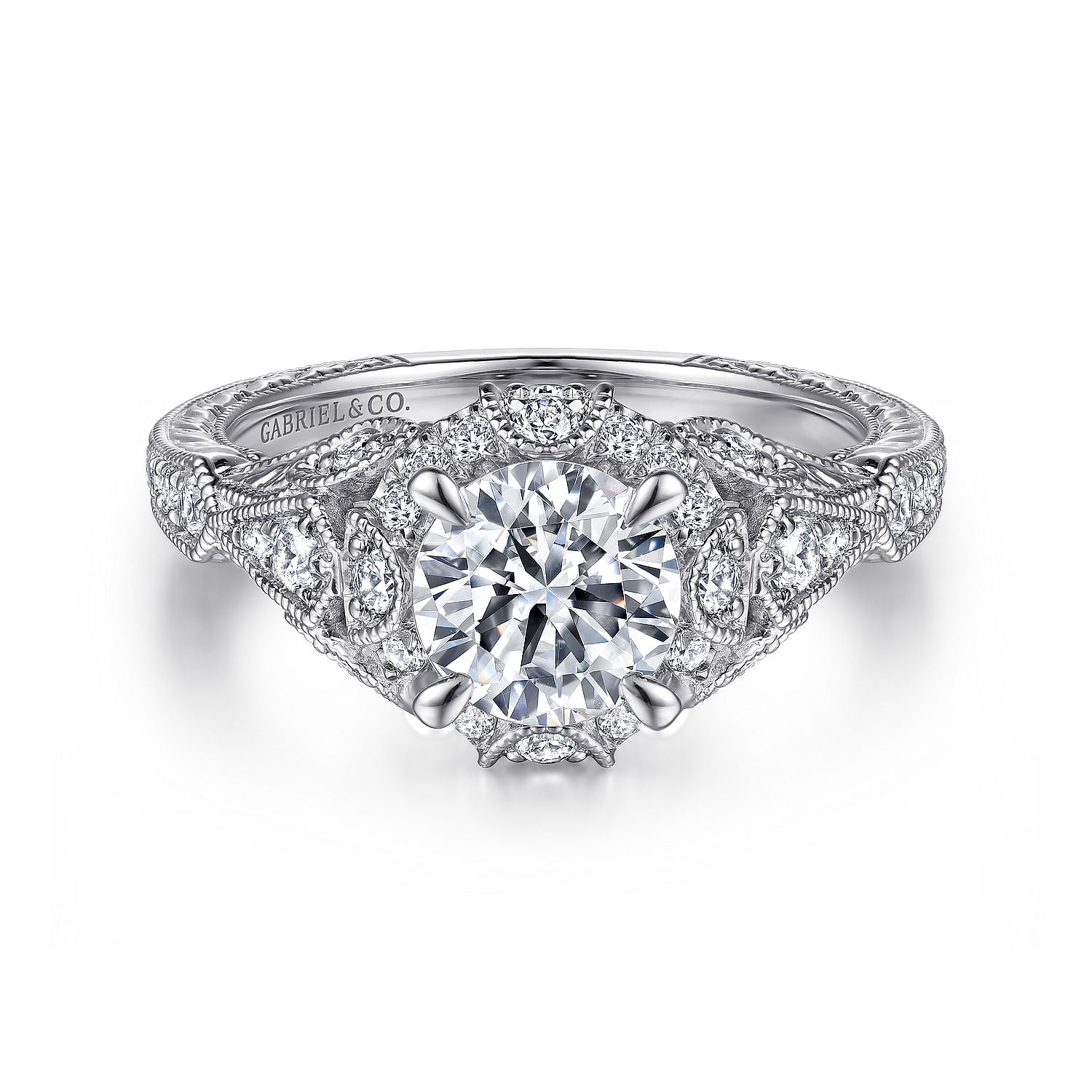 Vintage Inspired Diamond Halo Engagement Ring - 14K White Gold Wedding Band for Women - Perfect for Proposals, Anniversaries & Romantic Occasions
