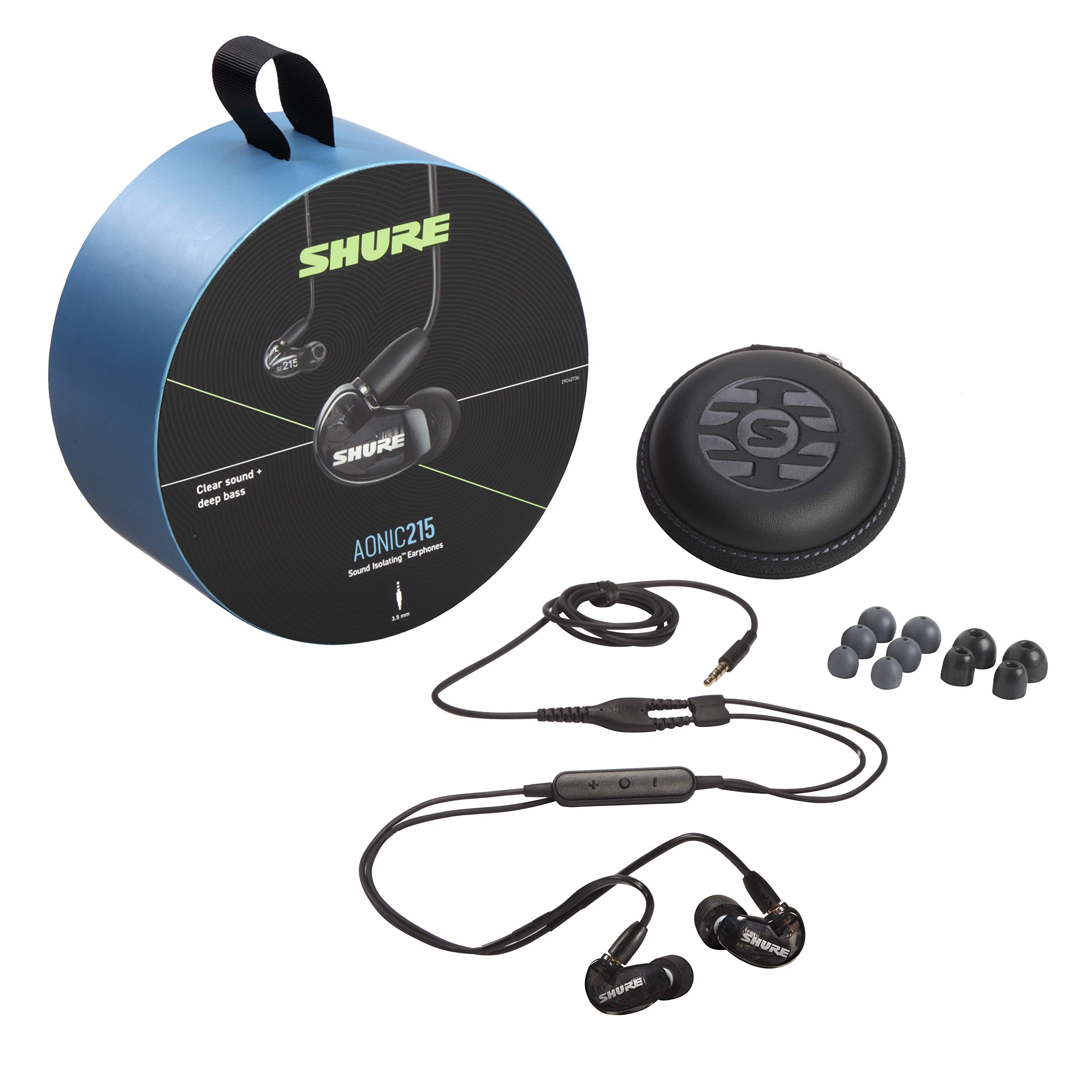 Shure AONIC 215 Wired Earbuds with Triple Flange Sleeves (EATFL1-6) - Noise Isolating In-Ear Headphones for Music, Gaming & Workouts