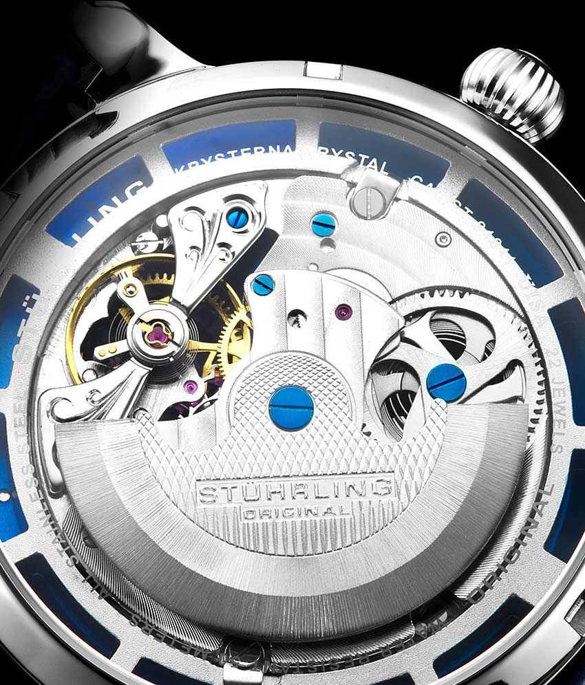 Luciano 371B Automatic 46mm Skeleton Watch for Men - Luxury Stainless Steel Mechanical Timepiece with Transparent Dial - Perfect for Business, Formal Events & Gift Giving