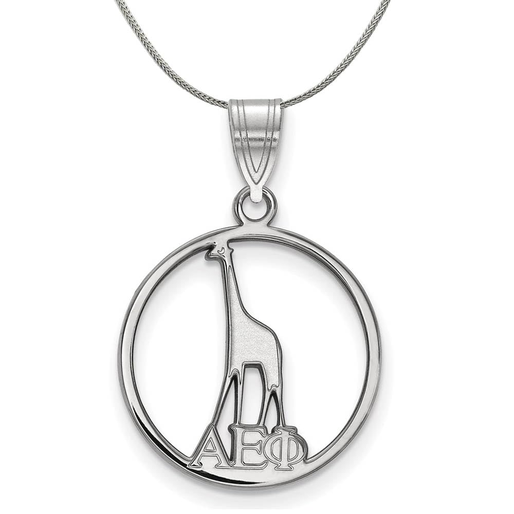 Black Bow Sterling Silver Alpha Epsilon Phi Small Circle Pendant Necklace - Perfect for Sorority Gifts, Graduation Jewelry & Everyday Elegance