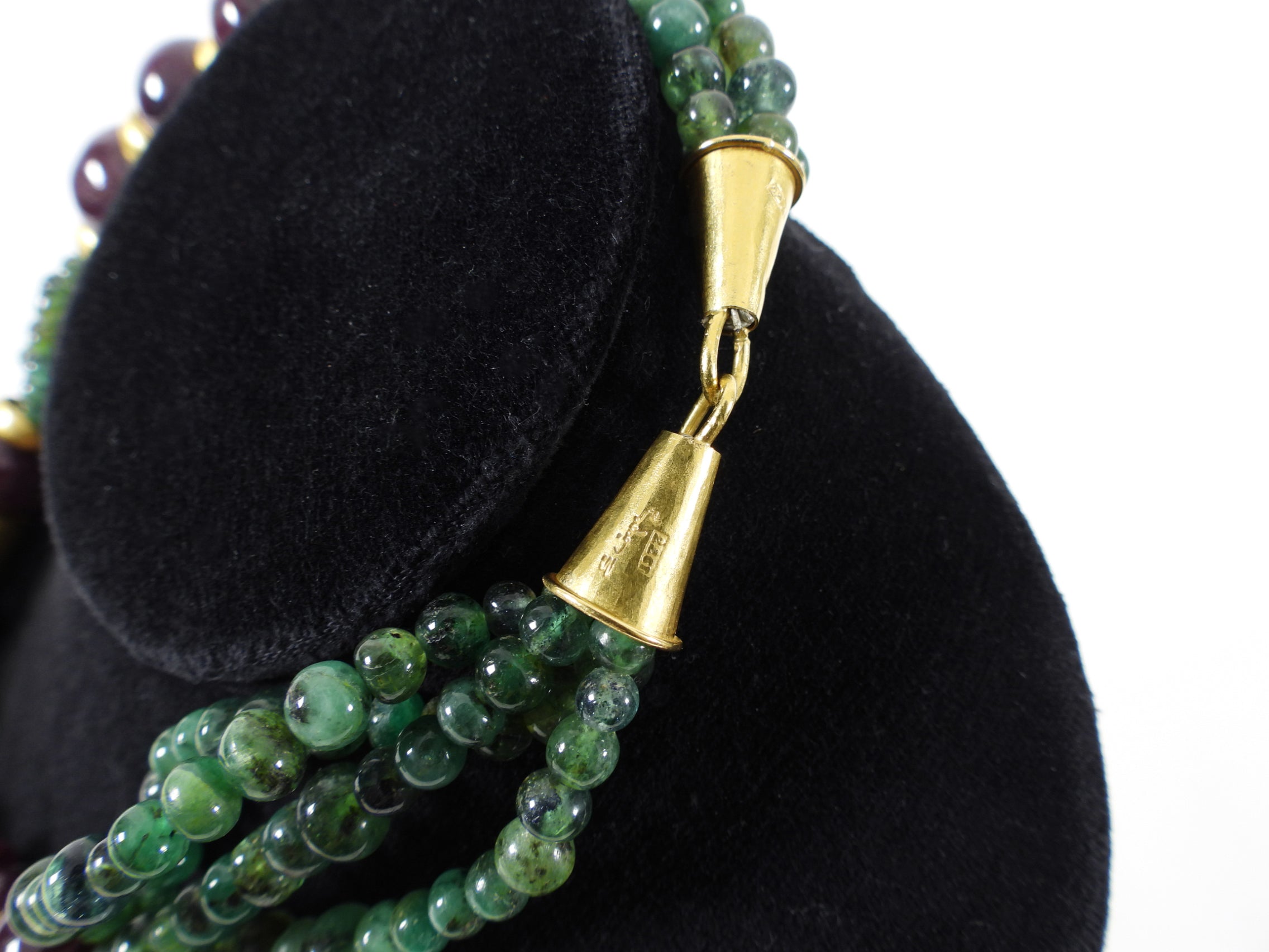22K Gold Necklace Set with Raw Ruby and Green Tourmaline - Elegant Jewelry for Women, Perfect for Weddings, Parties & Special Occasions